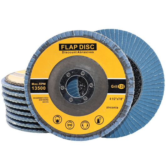 Premium Zirconia Flap Disc 4-1/2"x7/8" Type 29, 120 Grit - 10 Pack