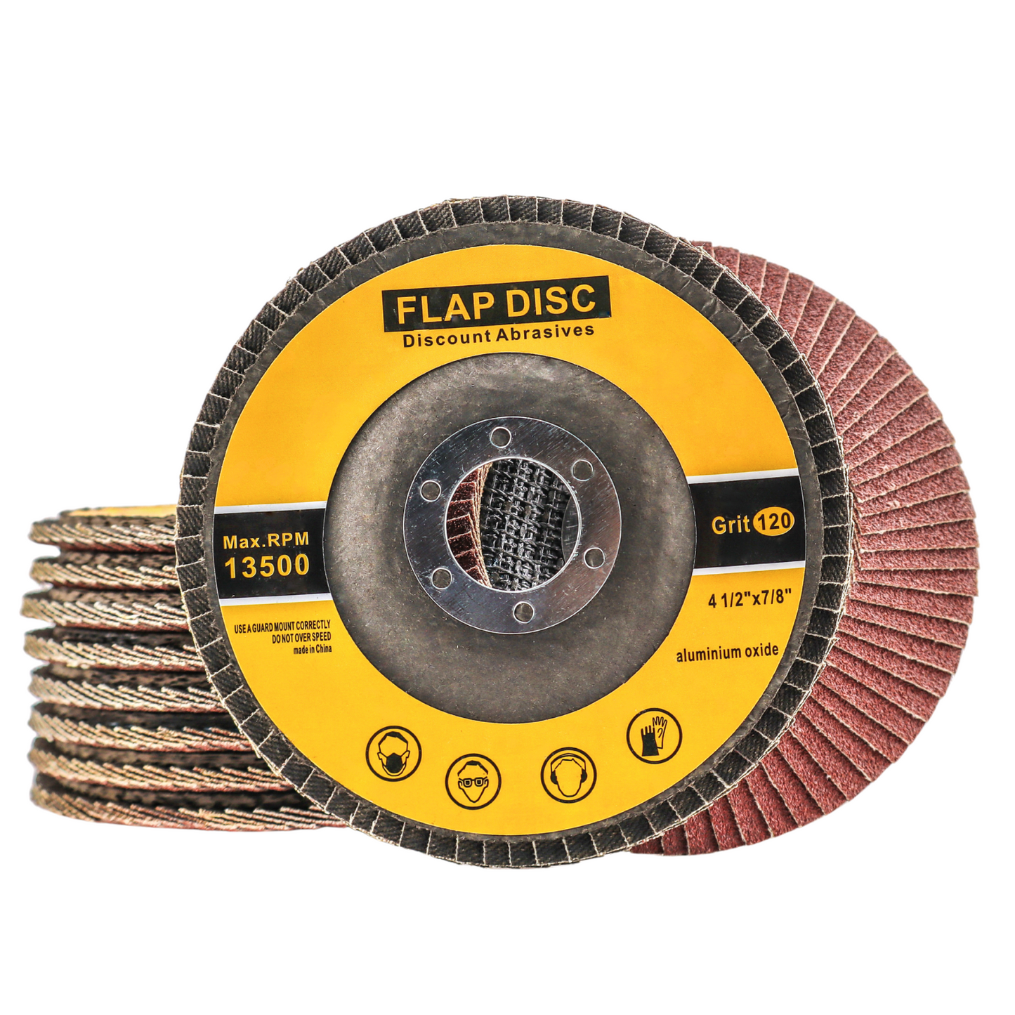 Premium Aluminum Oxide Flap Disc 4-1/2"x7/8" Type 29, 120 Grit - 10 Pack