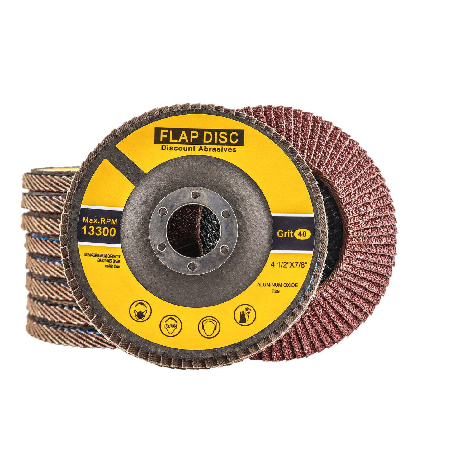 Premium Aluminum Oxide Flap Disc 4-1/2"x7/8" Type 29, 40 Grit - 10 Pack