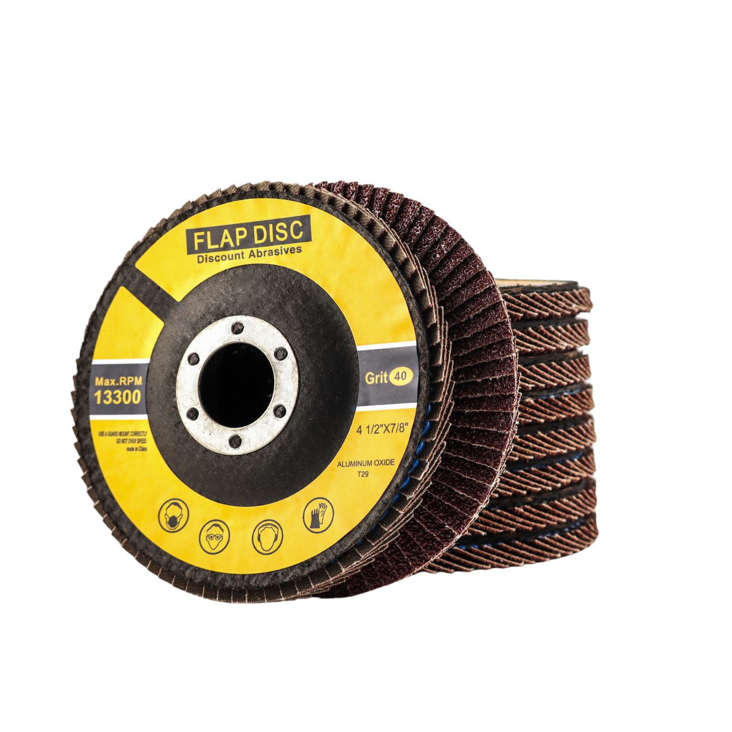 Premium Aluminum Oxide Flap Disc 4-1/2"x7/8" Type 29, 40 Grit - 10 Pack